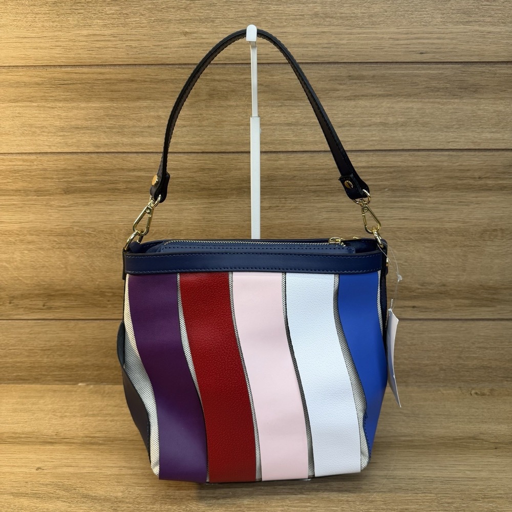 Cheval Firenze Shoulder Bag Crossbody Italian Leather Multicolor Vibrant Stripes